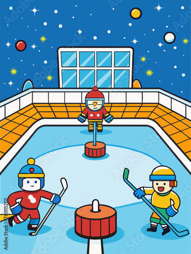 The hockey puck is flying through the air, past the goalie and into the net.