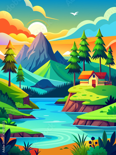 Stunning holiday landscape with a picturesque body of water as the backdrop.