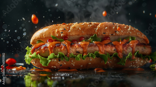 Hearty Sausage Sandwich with Sesame Bun