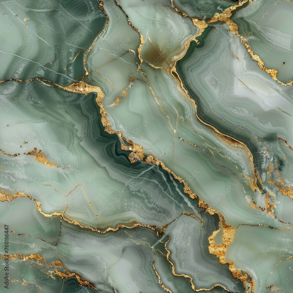 Seamless green marble stone pattern with gold veins Seamless green marble stone pattern with gold veins