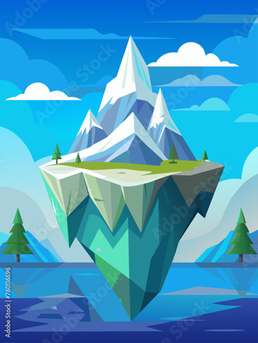 A secluded iceberg floats alone in a vast and tranquil ocean.