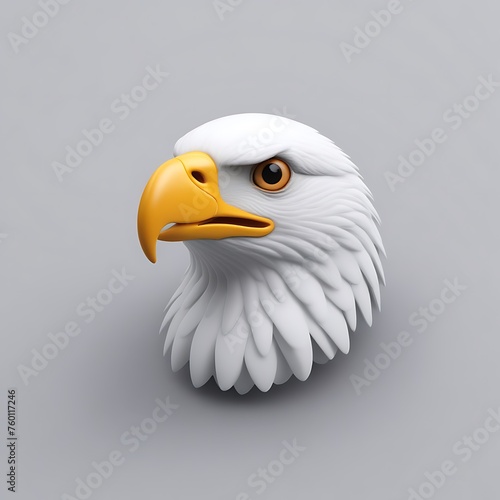 Eagle 3D sticker vector Emoji icon illustration, funny little animals, eagle on a white background photo