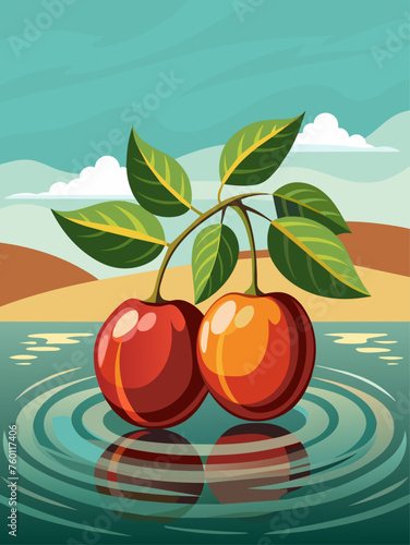 A close-up of a glass of jujube fruit water with a fresh jujube fruit floating on top.