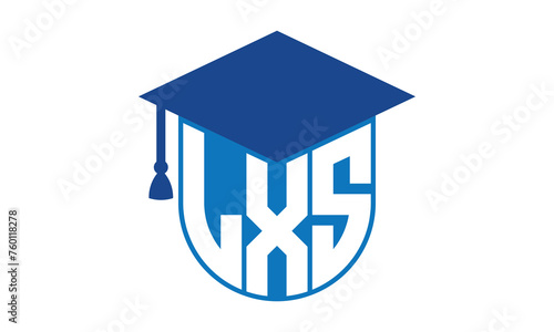 LXS initial letter academic logo design vector template. school college logo, university logo, graduation cap logo, institute logo, educational logo, library logo, teaching logo, book shop, varsity	
