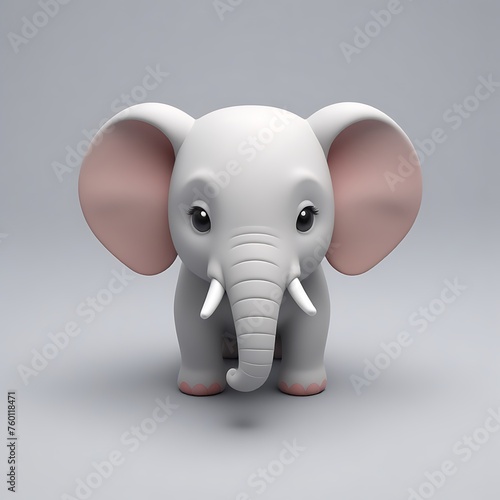 Elephant 3D sticker vector Emoji icon illustration, funny little animals, elephant on a white background