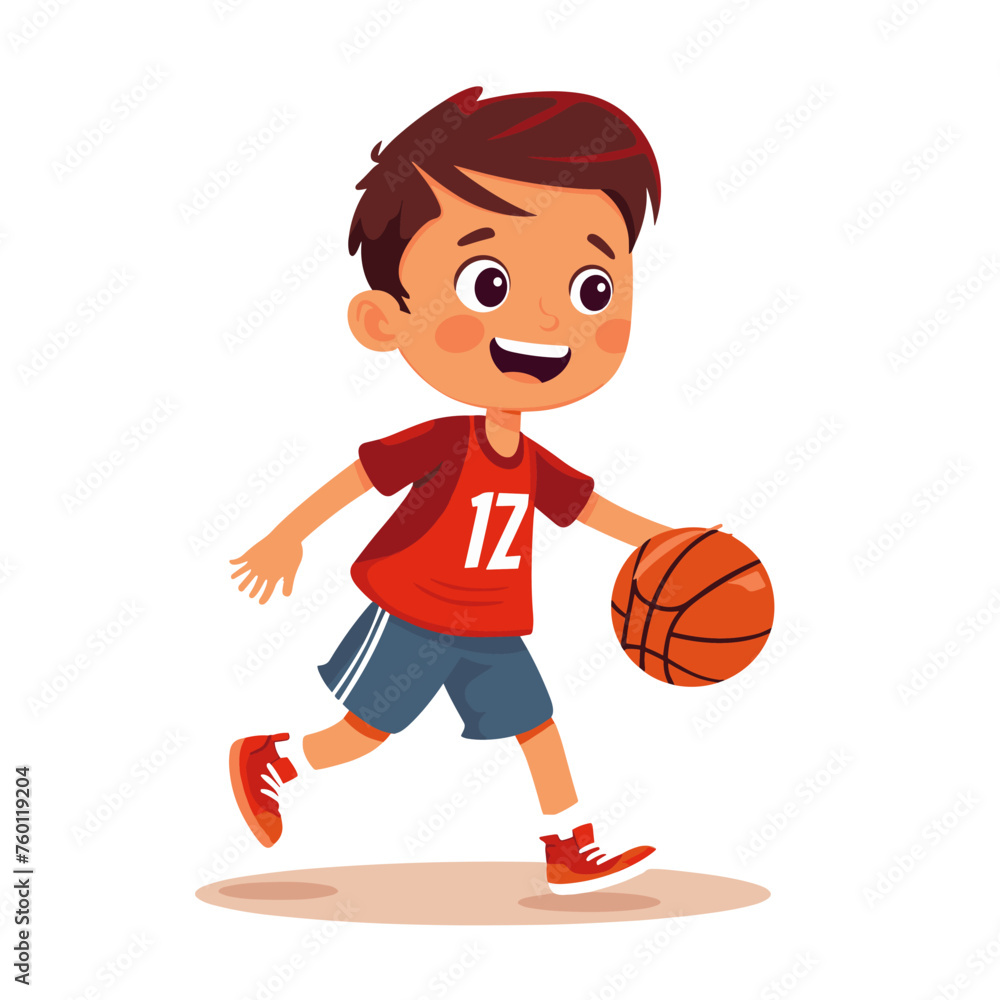 Cute little boy playing basketball. Vector illustration in cartoon style. Cute little boy playing basketball. Vector illustration in cartoon style.