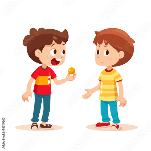 Cute little boys are playing. vector illustration