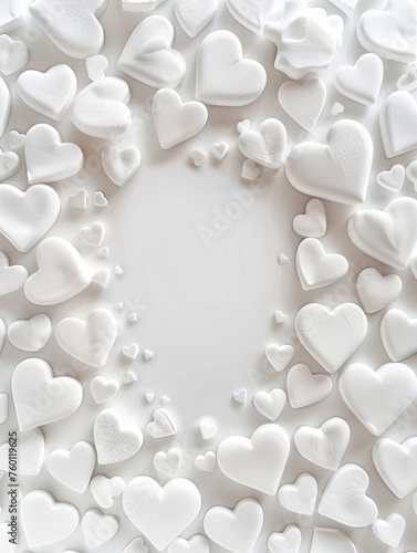 white background with hearts of different sizes