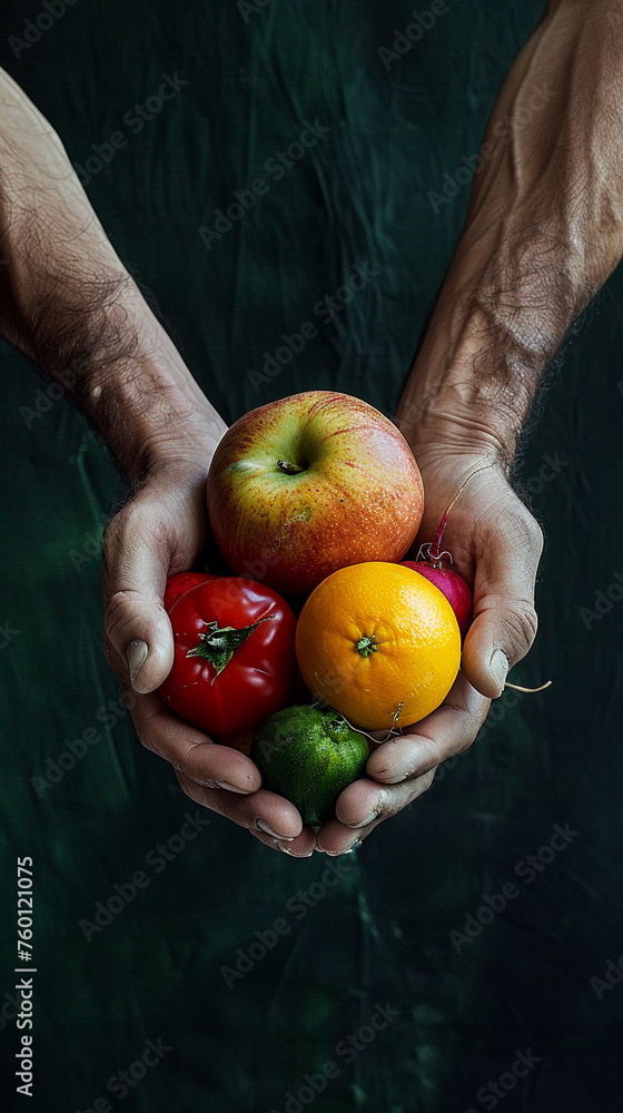 DSLR colour Photography of A hands that hold various fruits and ...