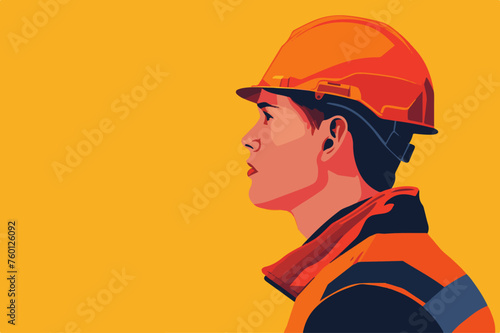 Side Profile of a Construction Worker - Ideal for Industry, Safety, and Labor Themed Projects with Copy Space