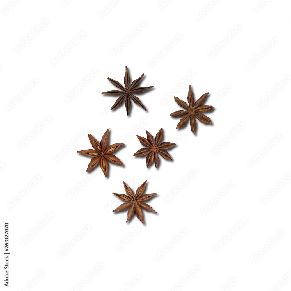 Spicy star anise isolated on plain background , element can be used for design project.