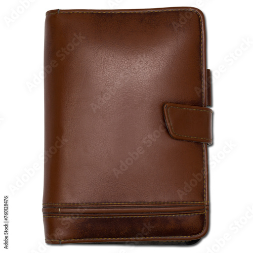 Brown leather wallet isolated on plain background , element can be used for design project.