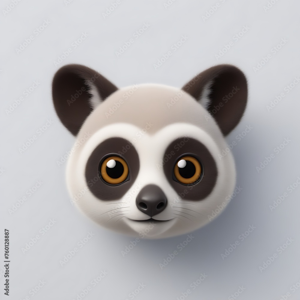 Lemur 3D sticker vector Emoji icon illustration, funny little animals, lemur on a white background