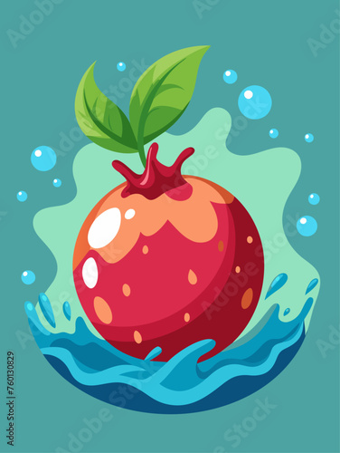 Pomegranate seeds float in water, creating a vibrant and refreshing image.