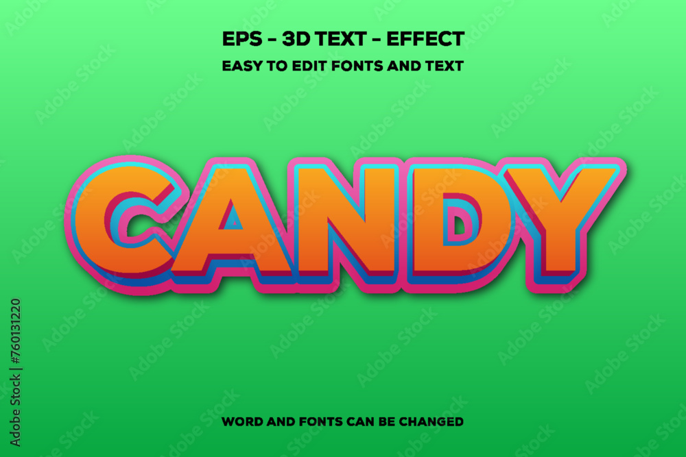 Fototapeta premium Candy 3D text effect.