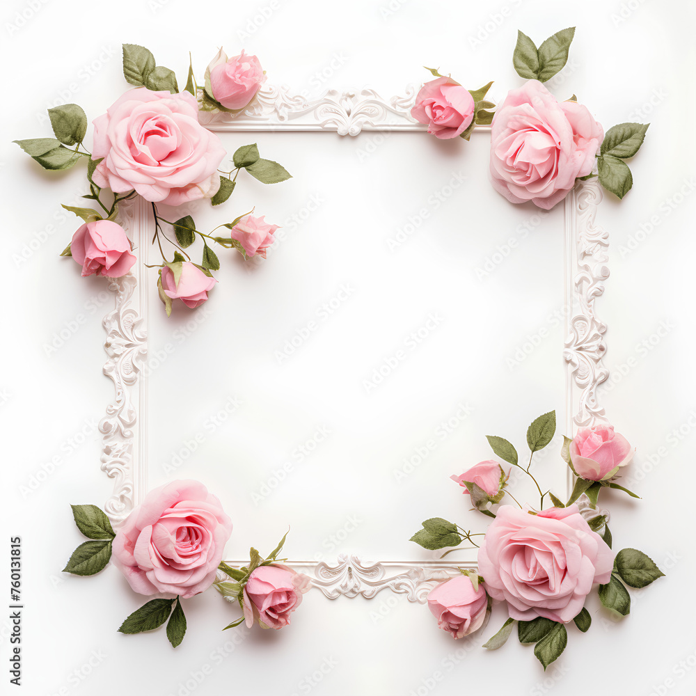 pink roses frame