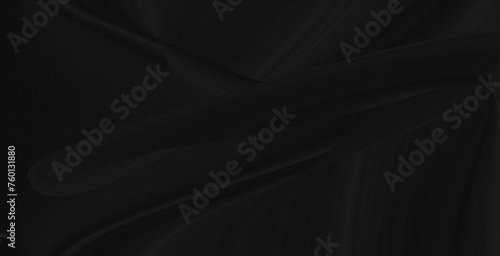 Abstract Smooth elegant black satin Textile texture Silk luxurious background design with noise