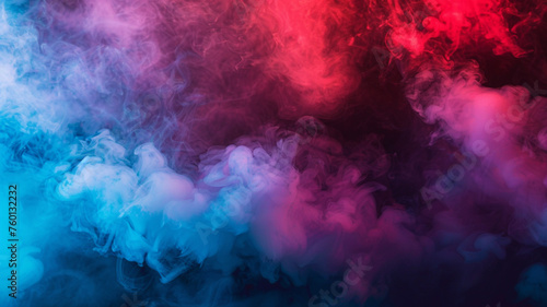 smoke and fog in contrasting vivid red, blue, and purple colors