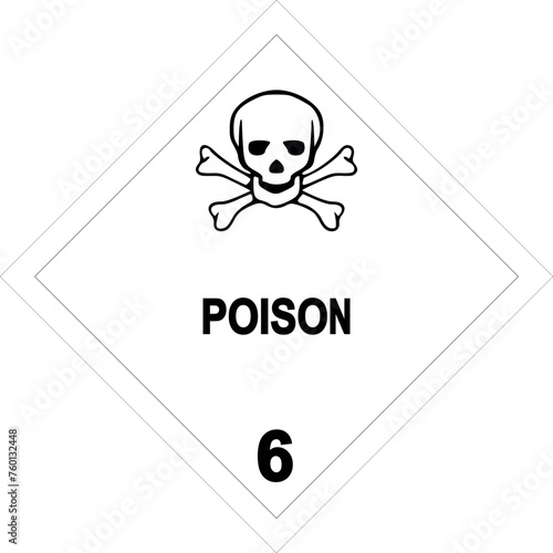 ADR class 6 sign toxic poison isolated on white background