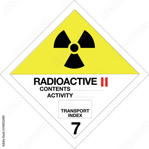ADR class 7 B sign radioactive isolated on white background