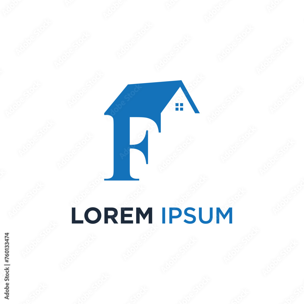 Vector house logo design with letter f concept Vector house logo design with letter f concept
