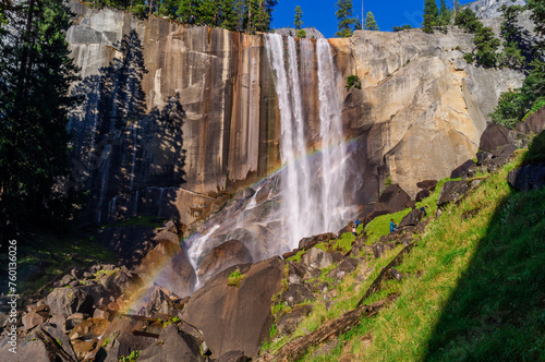 Rainbow over the Vernal Falls on the Mist Trail in the Yosemite National Park.