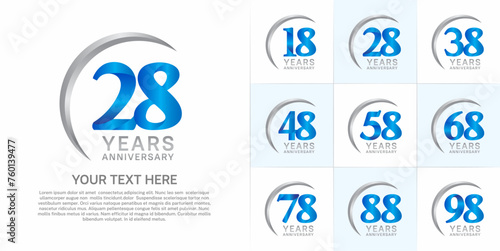 Set of Anniversary Logotype blue color can be use for special day celebration