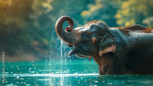 Elephant playing with water #760139852
