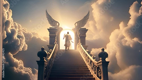 Journey of the Soul. heaven afterlife concept. stairway to heaven. gate to heaven footage photo