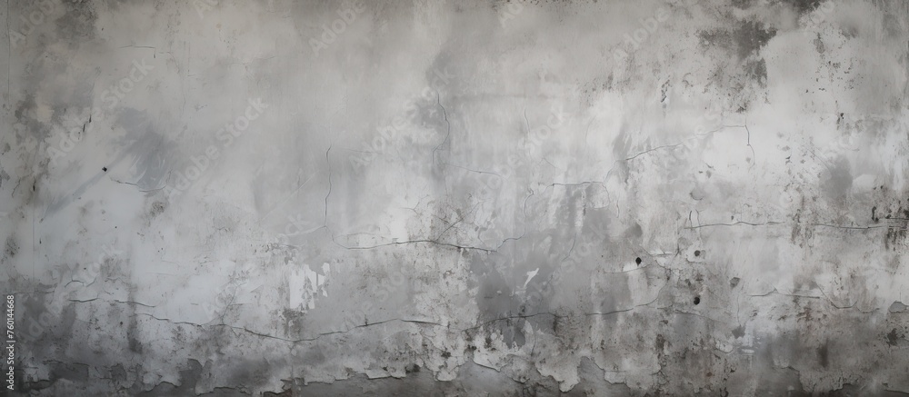 A detailed closeup photo of a monochrome gray wall covered in various stains, creating a unique pattern. The texture resembles frozen soil or natural landscape features