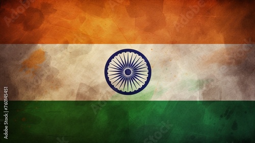 The Indian flag is artistically rendered with a vintage, old-world charm, representing its rich history