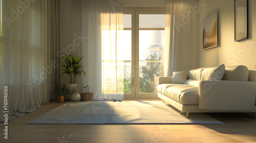 Modern cozy living room, interior background, house wallpaper