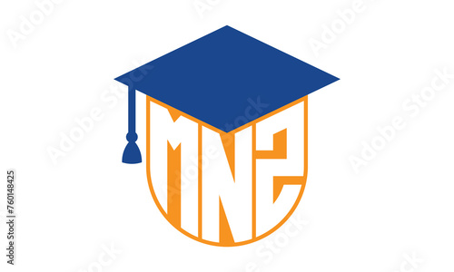 MNZ initial letter academic logo design vector template. school college logo, university logo, graduation cap logo, institute logo, educational logo, library logo, teaching logo, book shop, varsity	
 photo