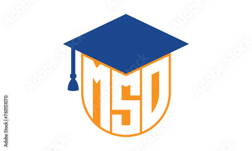 MSO initial letter academic logo design vector template. school college logo, university logo, graduation cap logo, institute logo, educational logo, library logo, teaching logo, book shop, varsity	
 photo