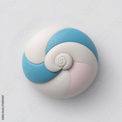Nautilus 3D sticker vector Emoji icon illustration, funny little animals, nautilus on a white background