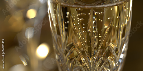 Champanhe borbulhante em uma taça de cristal photo