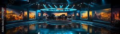 Television studio set. Live studio setup of new TV or cable network