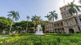the aliiolani hale building in honolulu, hawaii and the king kamahameha statue