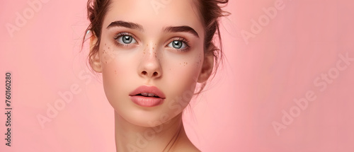 Female Model Isolated on a Pink Pastel Background