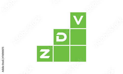ZDV initial letter financial logo design vector template. economics, growth, meter, range, profit, loan, graph, finance, benefits, economic, increase, arrow up, grade, grew up, topper, company, scale photo