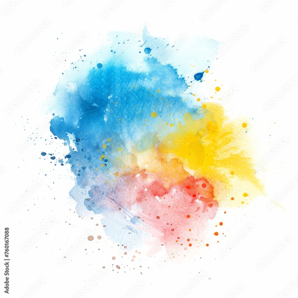 A dynamic watercolor clash where the fiery warmth of yellow and red meets the cool calmness of blue.