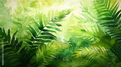 Watercolor Abstract Fern Botanical Background
