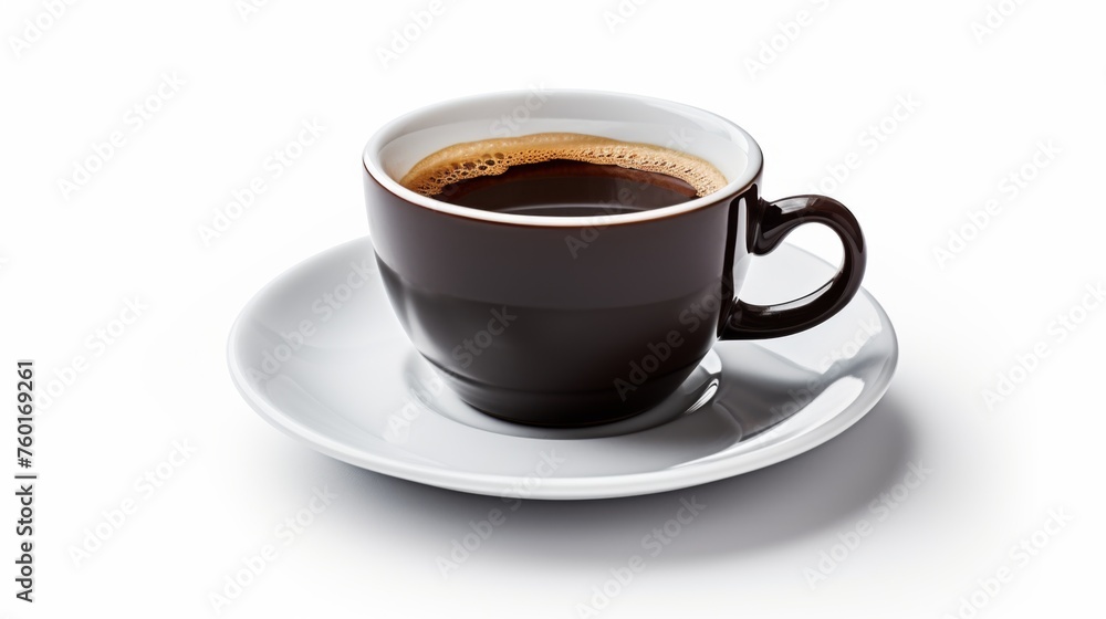 A high-resolution image showcasing a steaming cup of coffee on a clean, white background, emphasizing simplicity and elegance