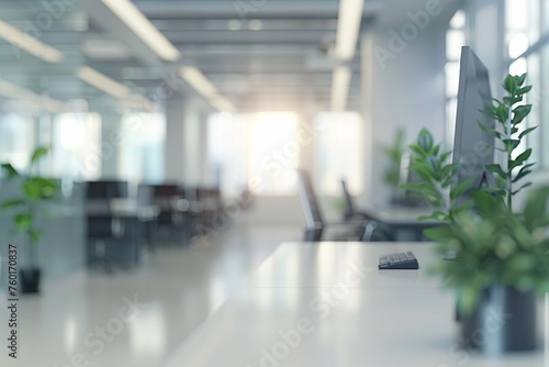 a blurred office setting  perfect for serving as a background in presentations or meetings