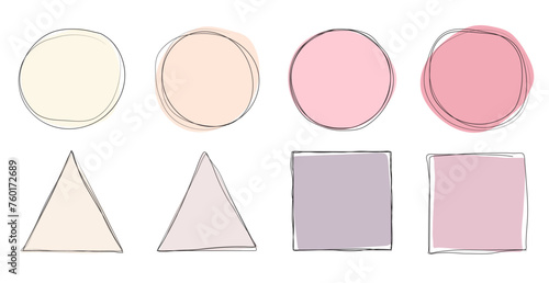 Set of Abstract Geometric Shape Background Elements of Circle, Rectangle and Triangle