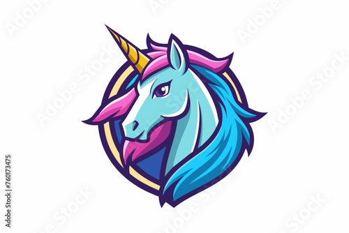 Unicorn logo, on white background vector art illustration © Mohammad