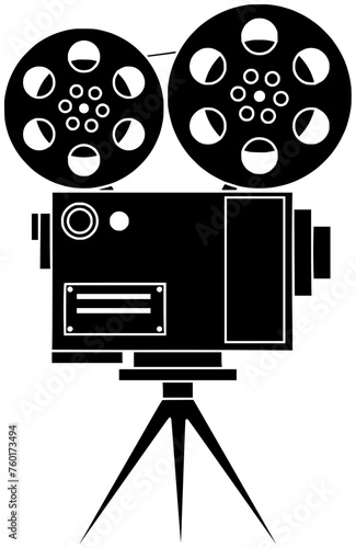 cinema illustration tripod silhouette camera logo video icon movie outline creator photography retro reel cinematography film entertainment equipment vintage shape media projector lens for vector