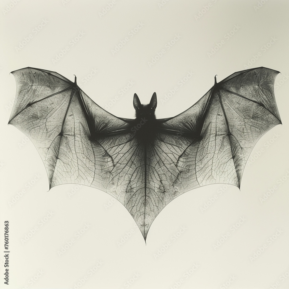 Naklejka premium Bat in mid-flight wings outstretched with a translucent gradient effect