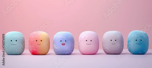 Vibrant 3d emoji collection in pastel hues expressive emotions on solid background