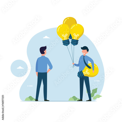 
Employee bring many ideas to increase company revenue. Business and financial concept vector illustration